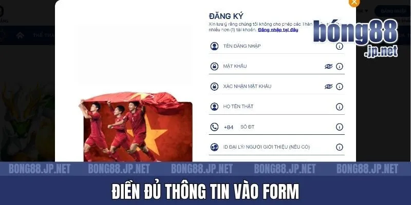 Điền đủ thông tin vào form
