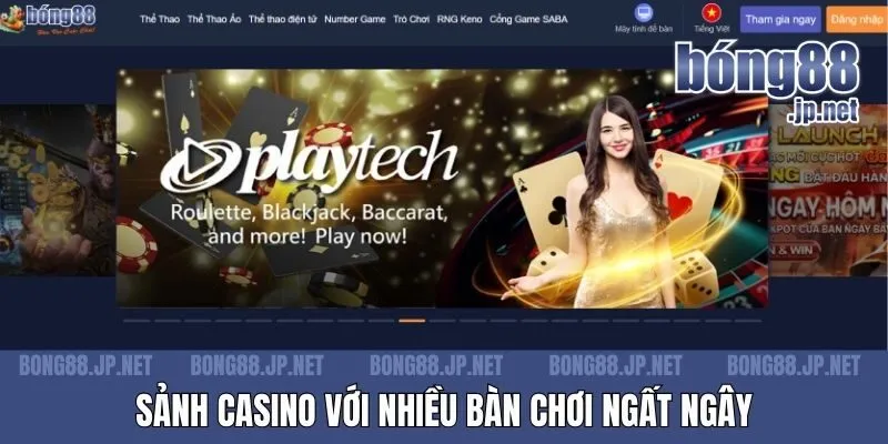 Sảnh casino với nhiều bàn chơi ngất ngây